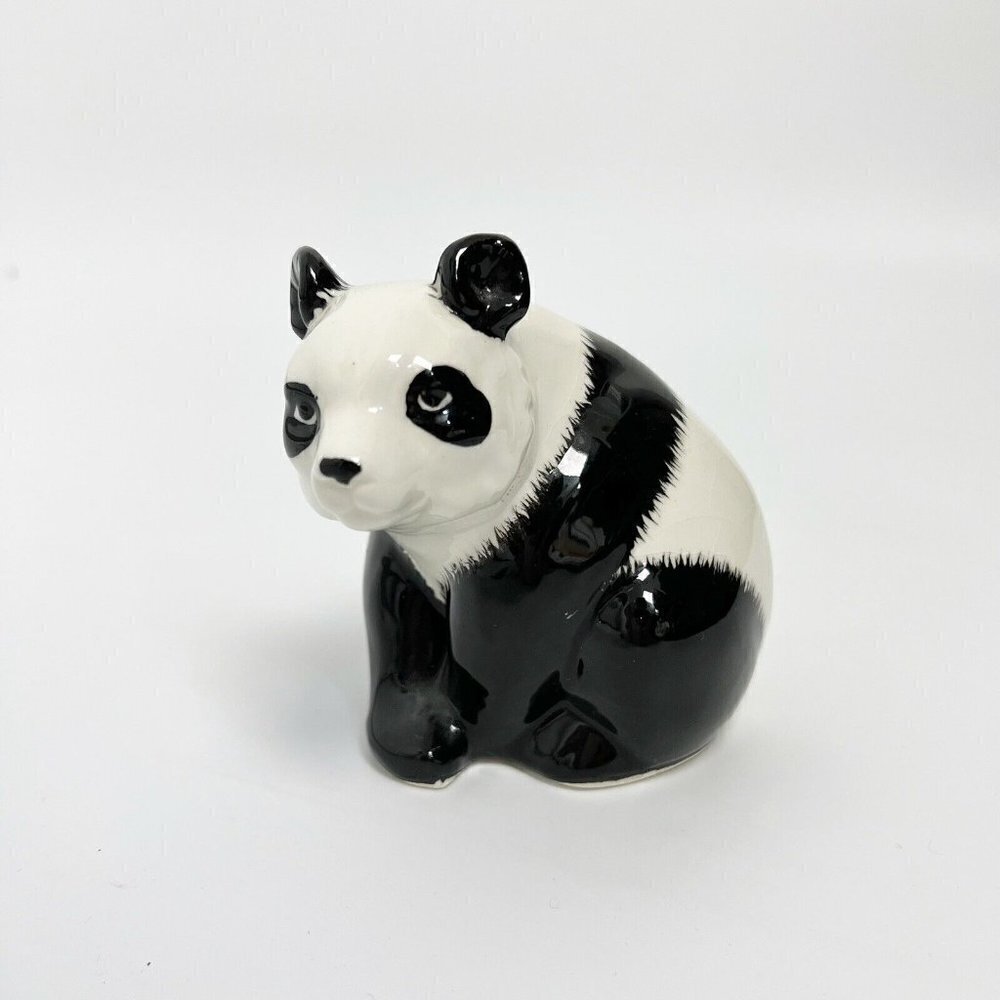VTG Panda Bear Glazed Glossy Ceramic Porcelain Figurine - Picture 3 of 9